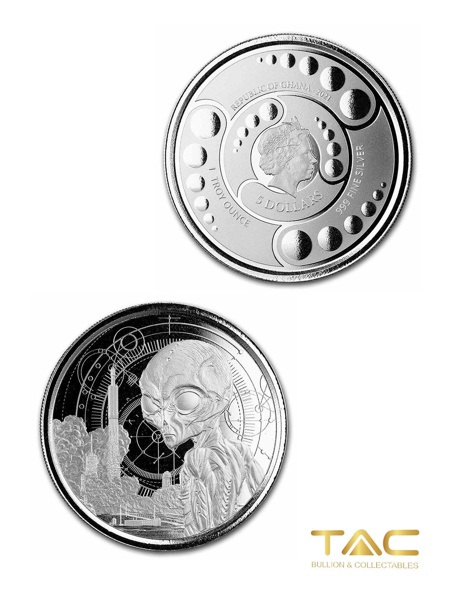 1 oz Silver Coin - 2021 Space Alien - Republic of Ghana