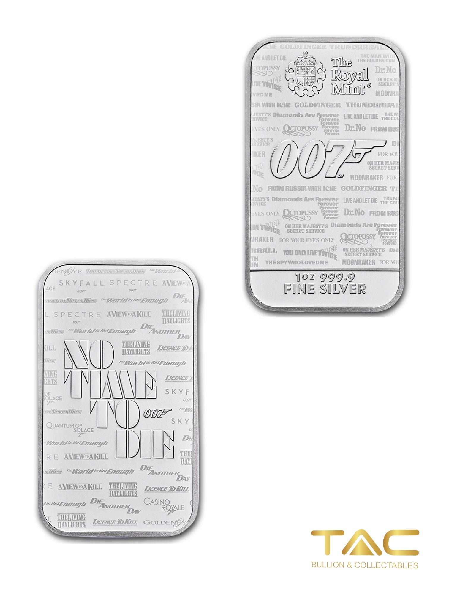 1 oz Silver Bullion Minted - 2020 James Bond 007 - No Time To Die - Royal Mint