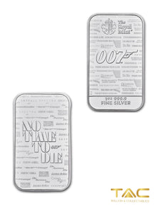 1 oz Silver Bullion Minted - 2020 James Bond 007 - No Time To Die - Royal Mint