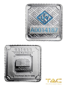 1 gram Silver Bullion - Silver Square (Original Square Series) - Geiger Edelmetalle