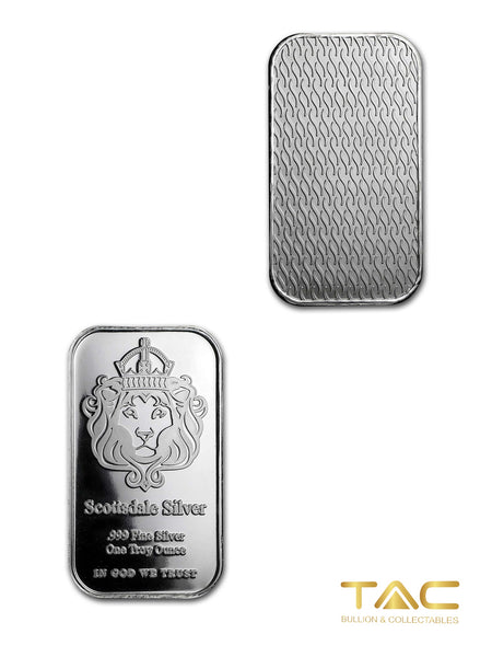 1 oz Silver Bullion Bar - Lion - Scottsdale Mint