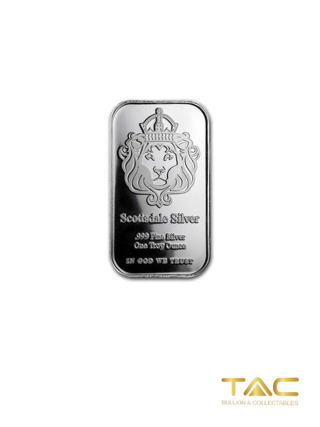 1 oz Silver Bullion Bar - Lion - Scottsdale Mint