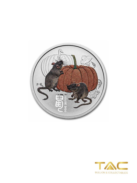 1/4 oz Silver Coin - 2020-P Silver Lunar Mouse - Colorized - Perth Mint