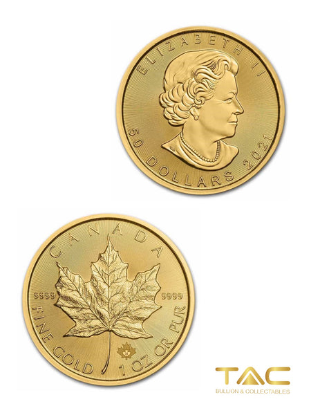 1 oz Gold Coin - 2021 Canadian Maple Leaf - Canadian Royal Mint