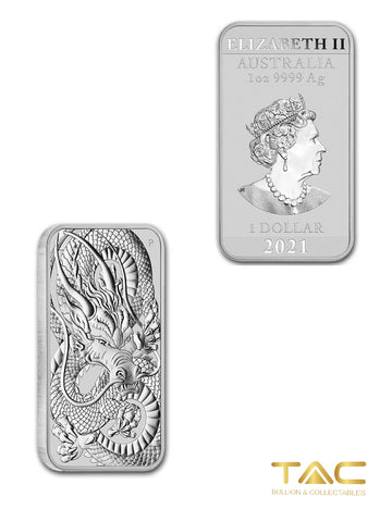 1 oz Silver Bullion Minted Coin - 2021 Rectangle Dragon - Perth Mint