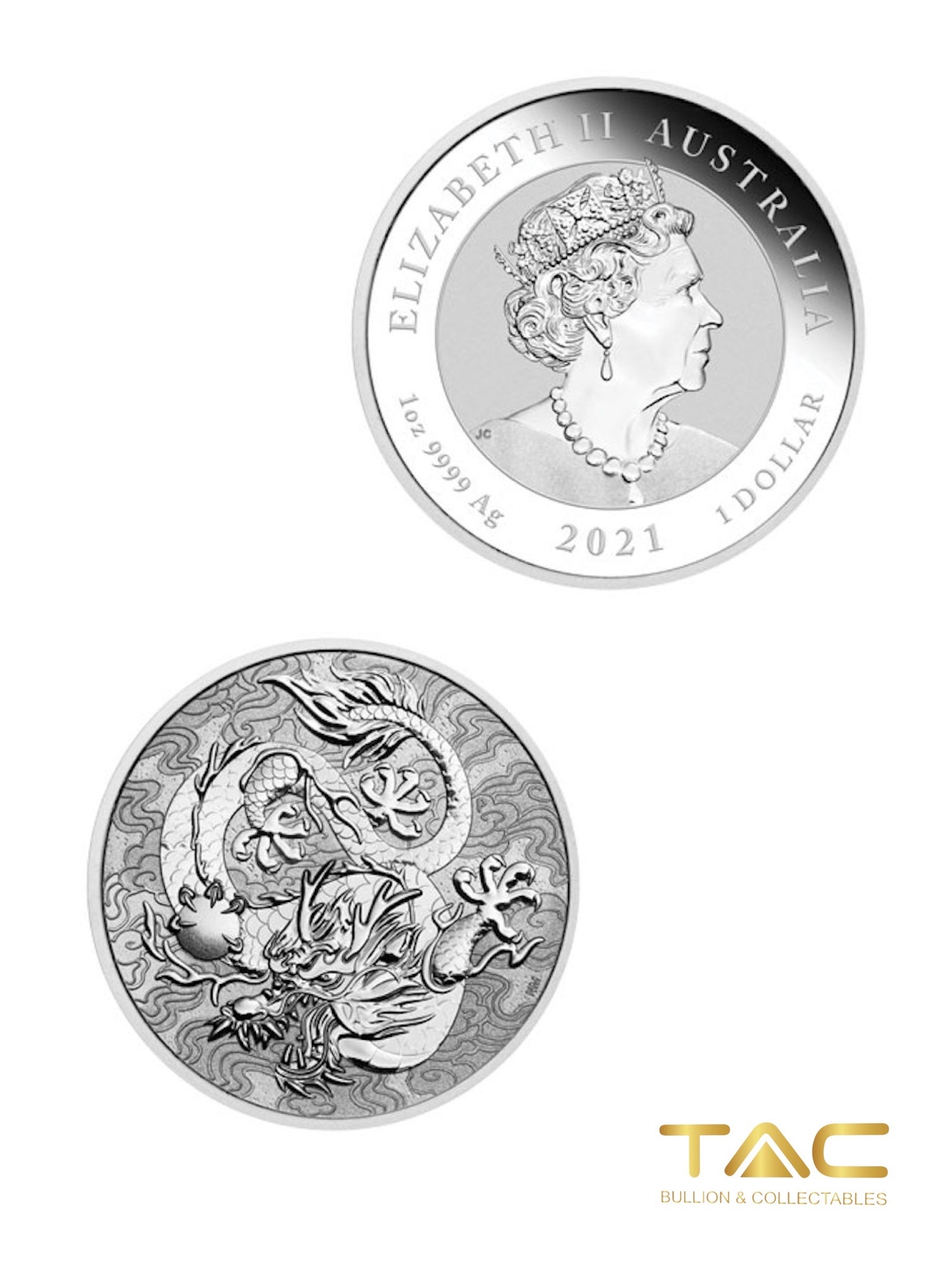 1 oz Silver Coin - 2021 Dragon - Perth Mint