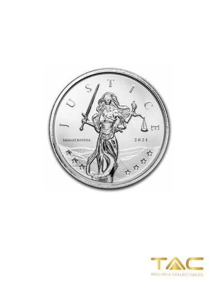 1 oz Silver Coin - 2021 Silver Lady Justice - Gibraltar - Scottsdale Mint
