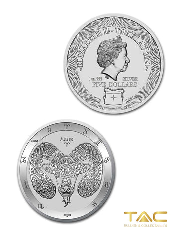 1 oz Silver Coin - 2021 Zodiac Series: Aries - Tokelau