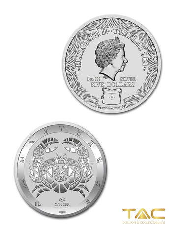 1 oz Silver Coin - 2021 Zodiac Series: Cancer - Tokelau