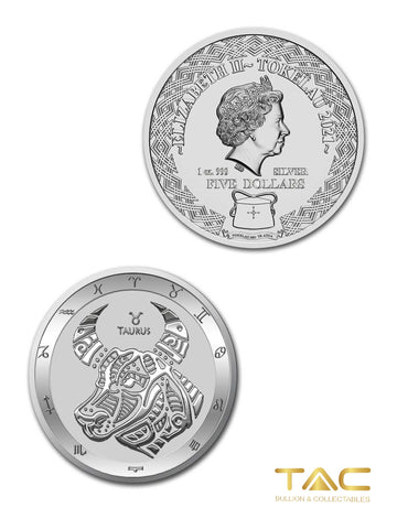 1 oz Silver Coin - 2021 Zodiac Series: Taurus - Tokelau