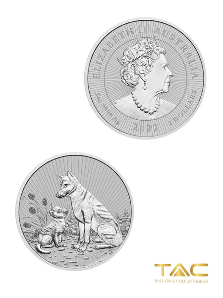 2 oz Silver Coin - 2022 Silver Mother and Baby Dingo - Perth Mint