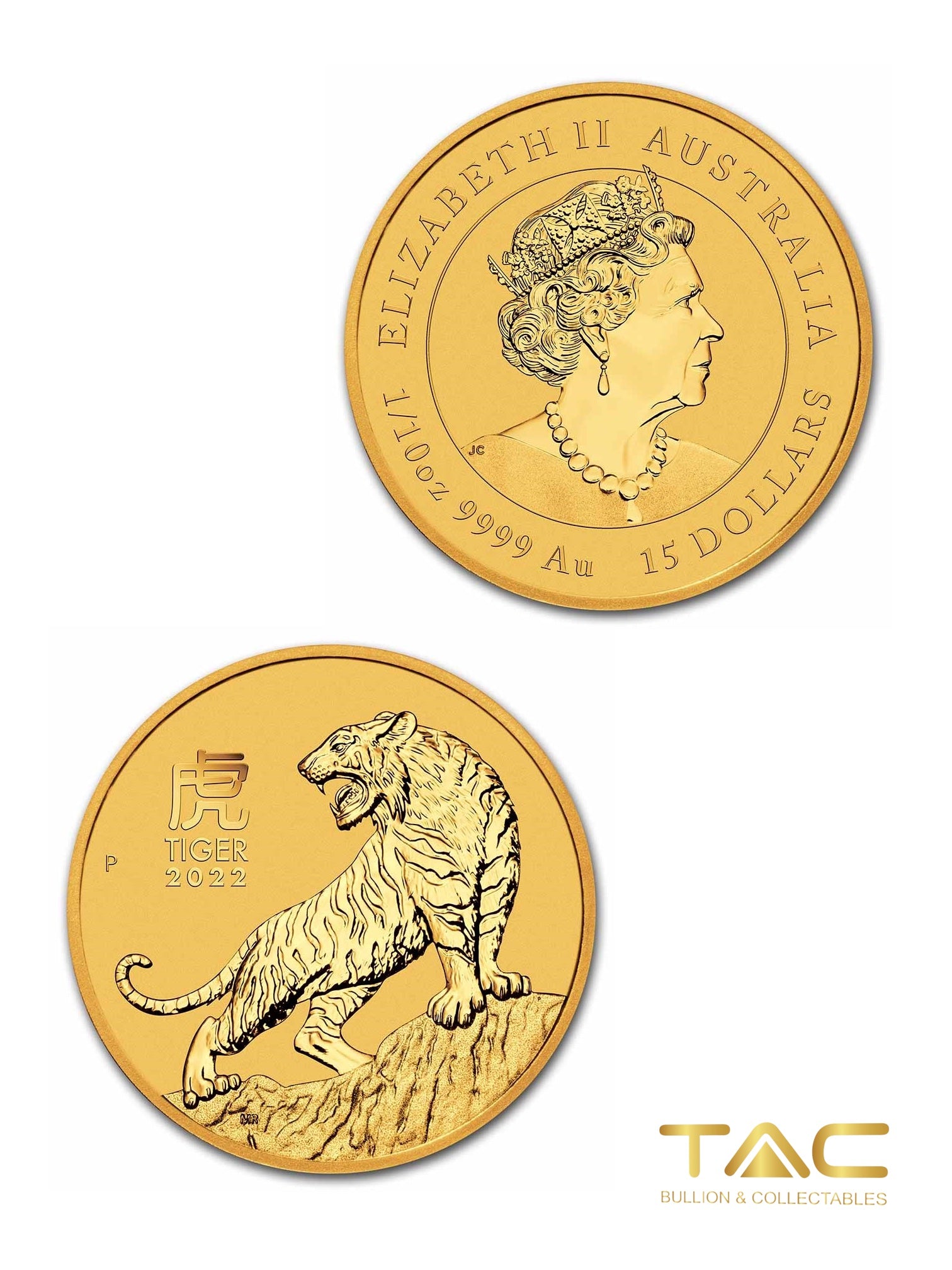 1/10 oz Gold Coin - 2022 Luna Tiger - Perth Mint