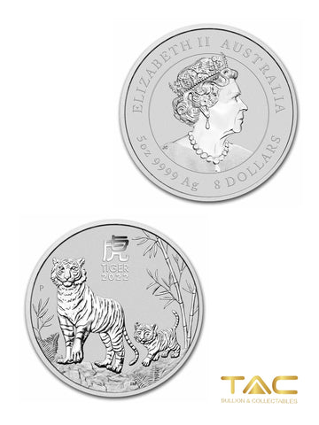 5 oz Silver Coin - 2022 Silver Lunar Tiger (Series III) - Perth Mint