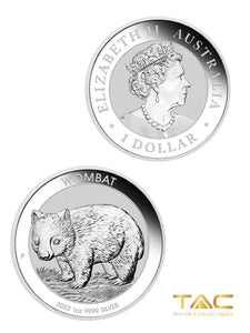 1 oz Silver Coin - 2022 Australian Wombat - Perth Mint