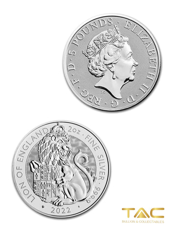 2 oz Silver Coin - 2022 Royal Tudor Beasts The Lion of England - Royal Mint