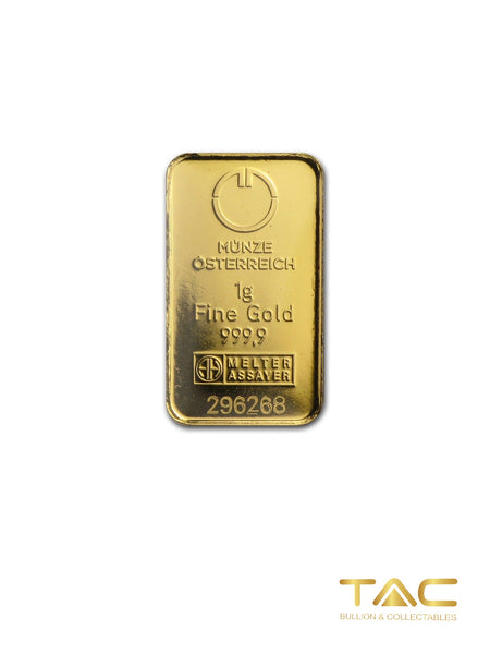 1 gram Gold Bullion Minted - Kinebar Design - Austrian Mint