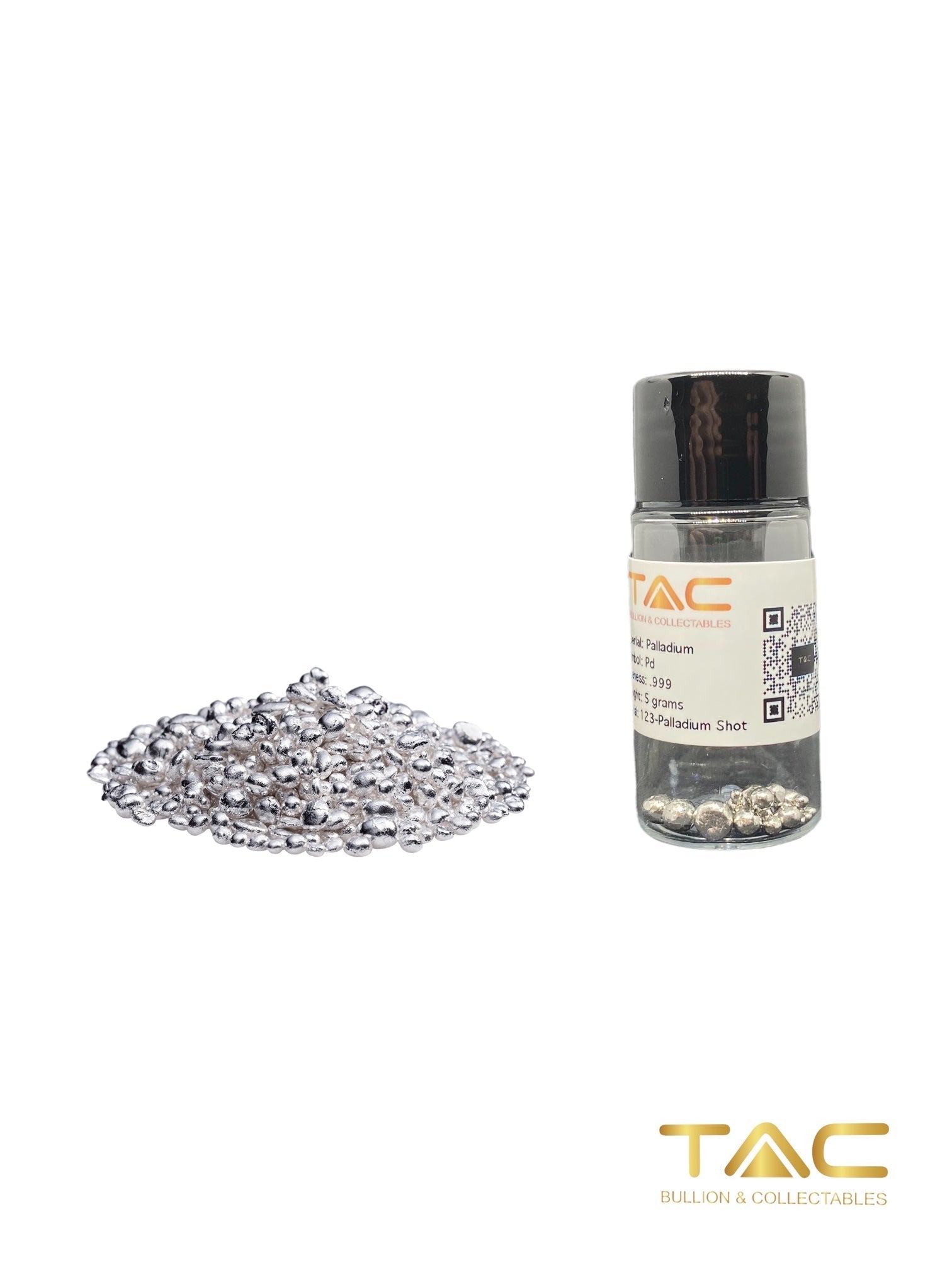 1 gram Palladium Shot/ Granule - 999 Fine Palladium w/ COA - TAC Bullion #10PDSG042201