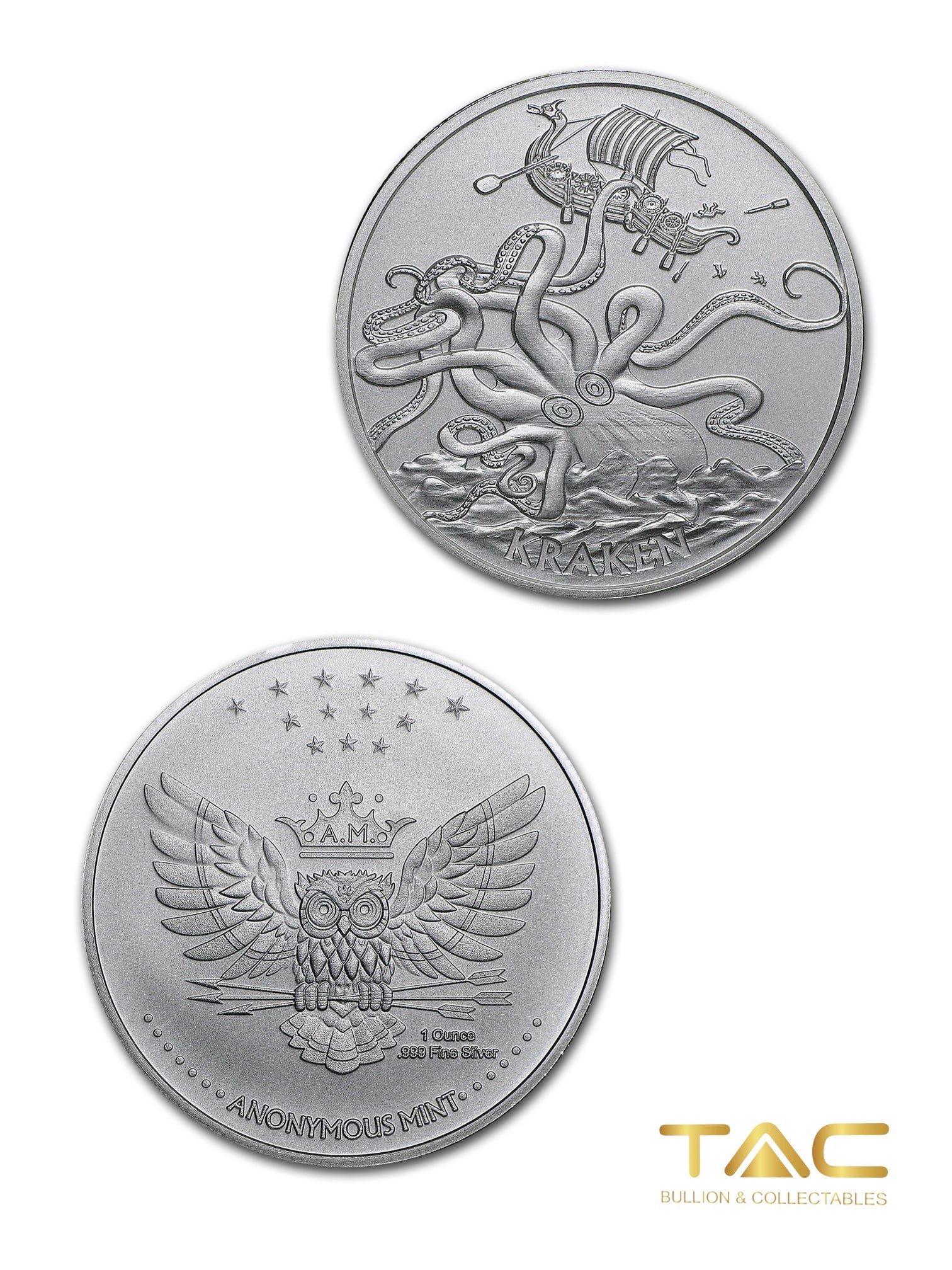1 oz Silver Round - Kraken - Anonymous Mint