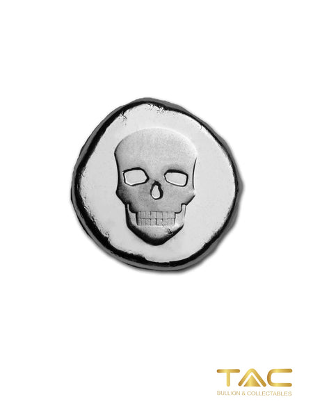 1/2 oz Hand Poured Silver Bullion Skull - Lucky Pieces - 9Fine Mint